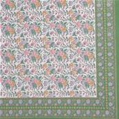 Tenture indienne block print 270x225 cm – Vert floral