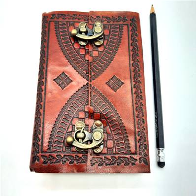 Carnet en cuir 10X16 cm fermeture double crochet