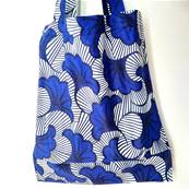 Tote bag wax bleu marine grandes fleurs