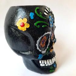 Statut tête de mort mexicaine noir grand format modèle