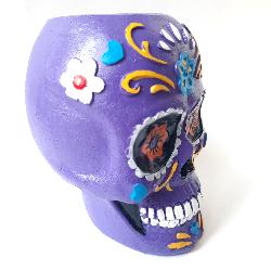 Statut tête de mort mexicaine violette grand modèle