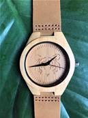 Montre cuir bois et bambou "Tigre" marron grand cadran