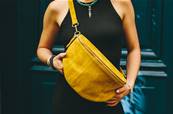 Sac banane cuir nubuck jaune