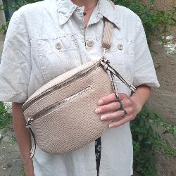 Sac banane double velour cotelé beige