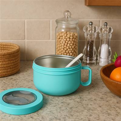 Lunch Box ronde en inox double paroi 75cl – Couleur bleu