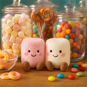 Peluche Jellycat Duo de chamallows - Amuseable Pink and White Marshmallows