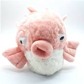 Peluche Poisson Diodon globe rose 18 cm