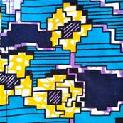 Ceinture obi wax bleu jaune violet