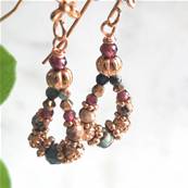 Boucles d'oreilles crochet fleur perlé ovale multi