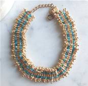 Bracelet perles multi-rangs bleu