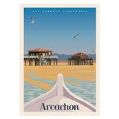 Affiche Arcachon mare basse Cabanes Tchanques 50x70cm Fricker