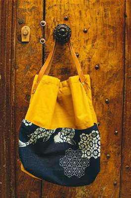 Sac à main japonais indigo 2 pochettes carpes koi