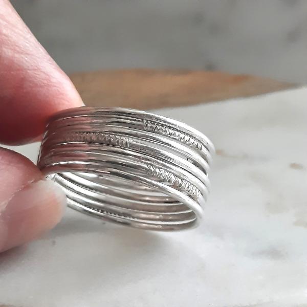 Bague Touareg Semainier Argent – 7 Anneaux Artisanaux Taille 64