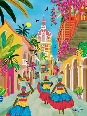 Affiche Carthagène couleurs en Colombie 30x40 Nolwen