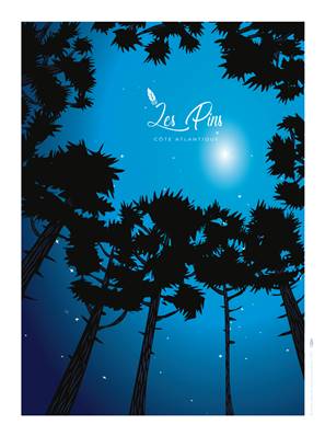 Affiche Les Pins Côte Atlantique Plume41 30x40cm