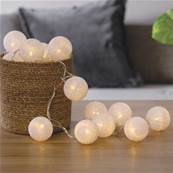 Guirlande de 20 boules lumineuses blanches Leds. Alimentation sur secteur.