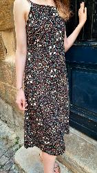 Robe Soba mi longue bretelles motif ethnique