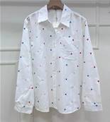 Chemise blanche brodée cœurs multicolors