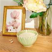 Bougie parfumée Fleur de Rose verte en verre décoratif