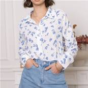 Chemise boutons de rose bleus