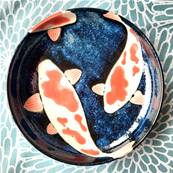 Assiette japonais motifs carpe Koi 20 cm x 4 cm