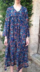 Robe ethnique longue et large bleu