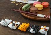 Repose baguettes motifs japonais chat- lot de 5 pièces