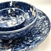 Assiette japonaise fleur Sakura bleue 25 × 3,4 cm