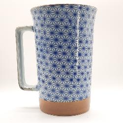 Mug GM japonais bleu et blanc motif Asanoha 60cl 14cm