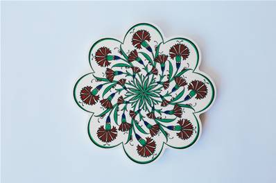 Dessous de plat Iznik fait à la main fleur 19,5cm
