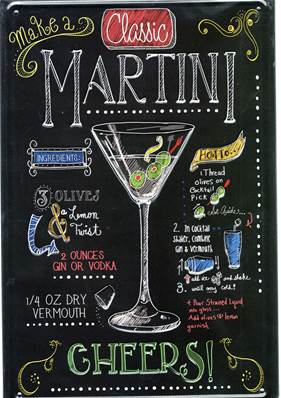 Plaque métal 20x30 COKTAIL MARTINI vintage