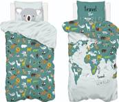 Housse de couette enfant CARTE du MONDE 140X200 + taie d'oreiller 65X65