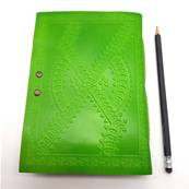 Carnet en cuir vert 1 crochet 13X19 cm