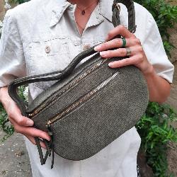 Sac banane double velour cotelé vert