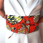 Ceinture obi wax orange jaune