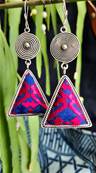 Boucles d'oreilles ethniques du Tibet triangle bleu