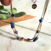 Bracelet multi rangs "Nuit Étoilée" - Lapis-Lazuli Fils Rigides