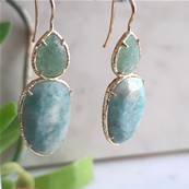 Boucles d'oreilles crochet 2 pierres naturelles