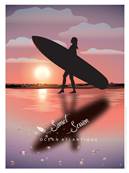 Affiche Surf planche sunset session 50x70cm Plume25