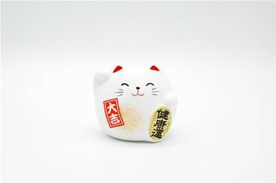 Chat japonais blanc petit Porte-bonheur déco 6cm