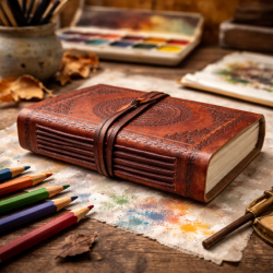 Carnet en cuir 14X20 cm avec lacet