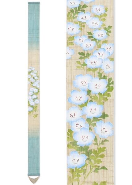 Décoration japonaise artisanale Fleurs de Nemophila 10×170 cm