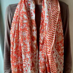 Etole, écharpe ou paréo coton imprimé indien fleuri 5