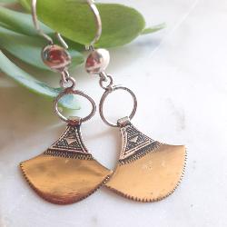 Boucles d’Oreilles Touareg Satsat Argent et Laiton – Bijoux Ethniques Artisanaux 9019