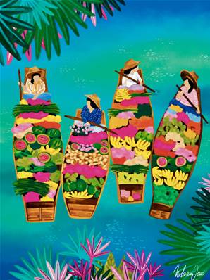 Affiche Marché Flottant Thaïlande 30x40 Nolwen