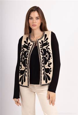Gilet beige sans manche broderies ethniques
