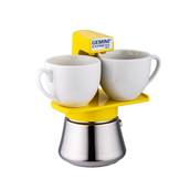 Machine expresso 2 tasses jaune inox induction (sans tasses)