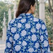 Blouse imprimé bleu artisanale 100% coton