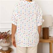 Chemise blanche manches courtes cœur colorés