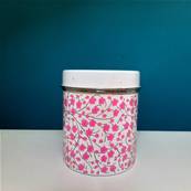 Boite inox indienne peinte à la main blanche fleurs roses GM